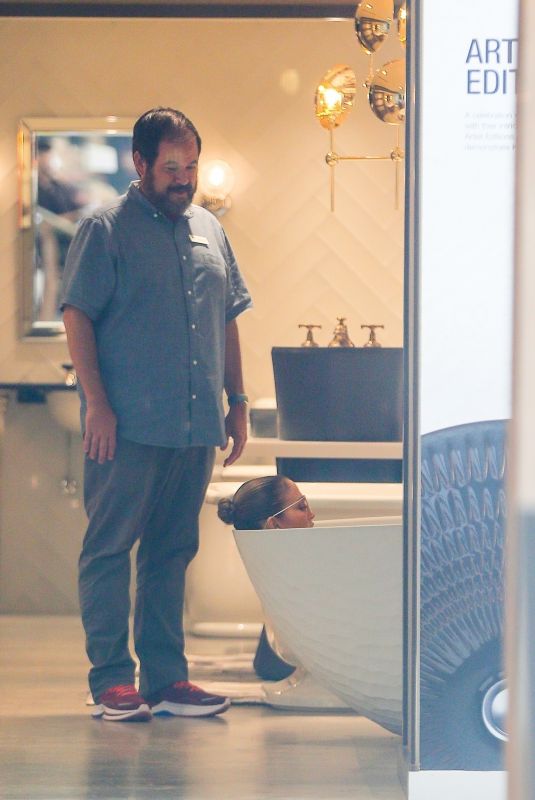 JENNIFER LOPEZ Slips Into a Bathtub at Kohler Store in Los Angeles 06/29/2023