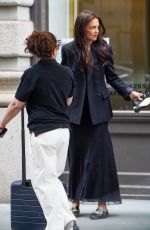 KATIE HOLMES Out Greeting Friends in New York 06/05/2023