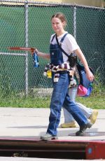 KRISTEN BELL in Denim Overalls and Workboots Out in Los Angeles 06/13/2023