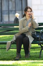 LILY JAMES on the Set of Relay in Newark 05/25/2023