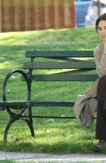 LILY JAMES on the Set of Relay in Newark 05/25/2023