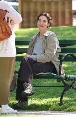 LILY JAMES on the Set of Relay in Newark 05/25/2023