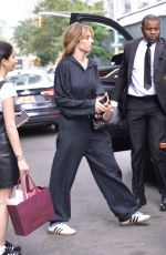 MAYA HAWKE in a Hooded Jumpsuit Out with a Friend in New York 06/15/2023