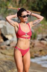 RITA ORA in a Red Seersucker Bikini at a Beach in Sydney 06/14/2023