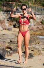 RITA ORA in a Red Seersucker Bikini at a Beach in Sydney 06/14/2023