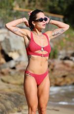 RITA ORA in a Red Seersucker Bikini at a Beach in Sydney 06/14/2023