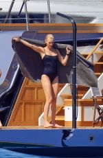 SARAH MURDOCH in Swimsuit on Their New Yacht in St. Tropez 06/24/2023
