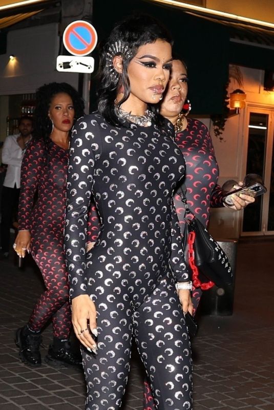 TEYANA TAYLOR Leaves a Restaurant in Paris 06/24/2023