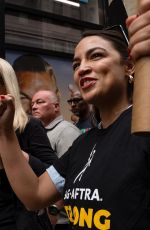 ALEXANDRIA OCASIO-CORTEZ at SAG-AFTRA and WGA Picket Line at Netflix Offices in New York 07/24/2023