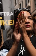 ALEXANDRIA OCASIO-CORTEZ at SAG-AFTRA and WGA Picket Line at Netflix Offices in New York 07/24/2023