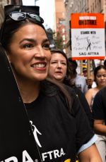 ALEXANDRIA OCASIO-CORTEZ at SAG-AFTRA and WGA Picket Line at Netflix Offices in New York 07/24/2023