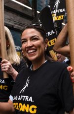 ALEXANDRIA OCASIO-CORTEZ at SAG-AFTRA and WGA Picket Line at Netflix Offices in New York 07/24/2023