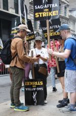 AMERICA FERRERA at SAG-AFTRA Picket Line at Netflix Offices in New York 07/20/2023