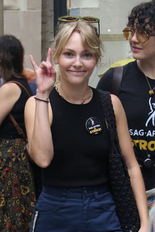 ANNASOPHIA ROBB at SAG-AFTRA Picket Line at Netflix Offices in New York 07/20/2023
