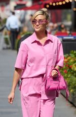ASHLEY ROBERTS Leaves Globe Radio Studios at Leicester Square in London 07/21/2023