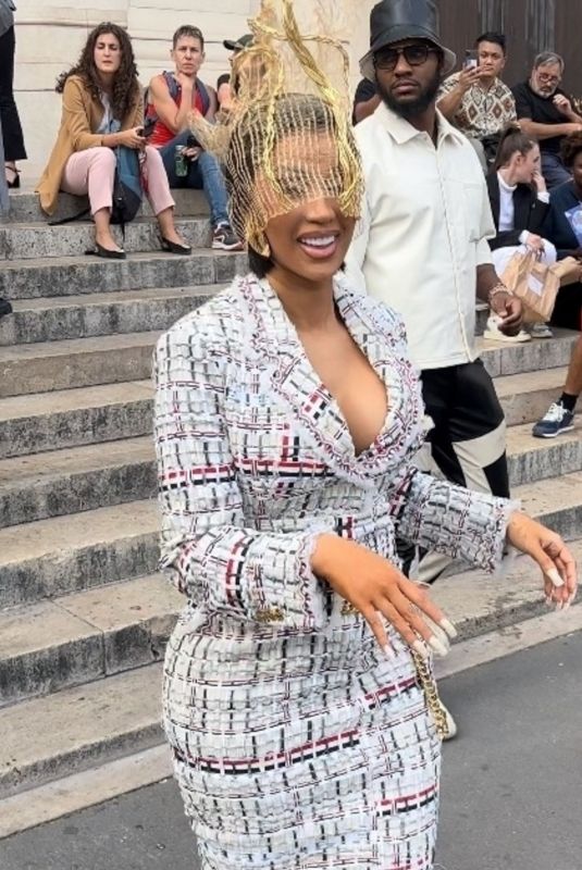 CARDI B Leaves Thom Browne Fashion Show in Paris 07/03/2023
