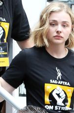 CHLOE MORETZ and RACHEL ZEGLER at Rock the City for a Fair Contract Rally at Times Square in New York 07/25/2023