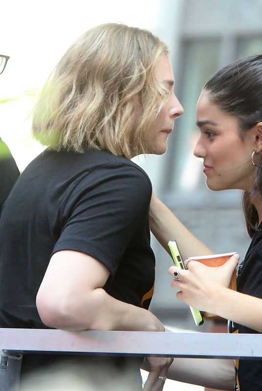 CHLOE MORETZ and RACHEL ZEGLER at Rock the City for a Fair Contract Rally at Times Square in New York 07/25/2023