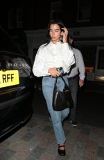 DUA LIPA Leaves Chiltern Firehouse in London 07/21/2023