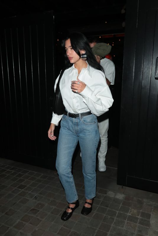 DUA LIPA Leaves Chiltern Firehouse in London 07/21/2023