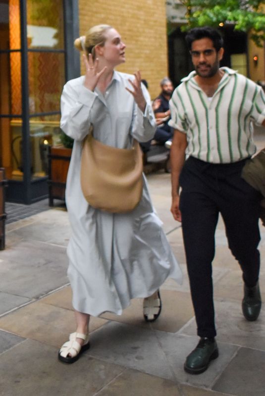 ELLE FANNING and Sacha Dhawan Heading to Ham Yard Bar & Restaurant in London 07/11/2023
