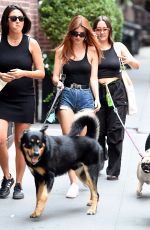 EMILY RATAJKOWSKI in Daisy Dukes Out with Friends and Her Dog in New York 07/20/2023