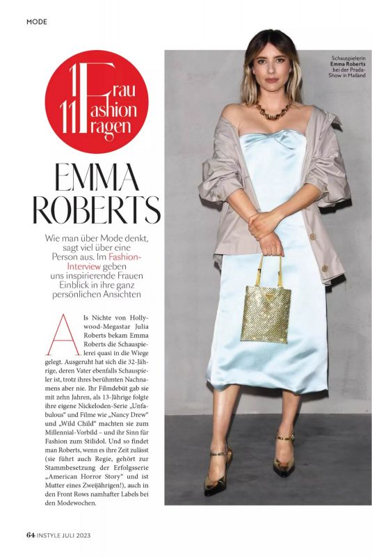 EMMA ROBERTS in Instyle Germany, July 2023