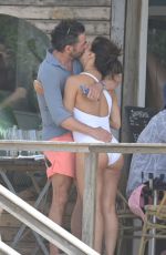 EVA LONGORIA in a White Swimsuit at a Beach in Marbella 07/21/2023