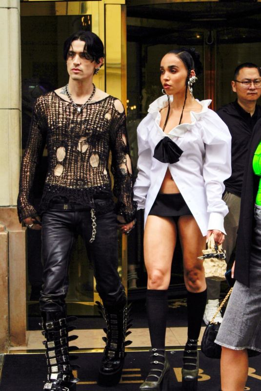 FKA TWIGS and Hordan Hemingway Leaves Le Bristol Hotel in Paris 07/05/2023