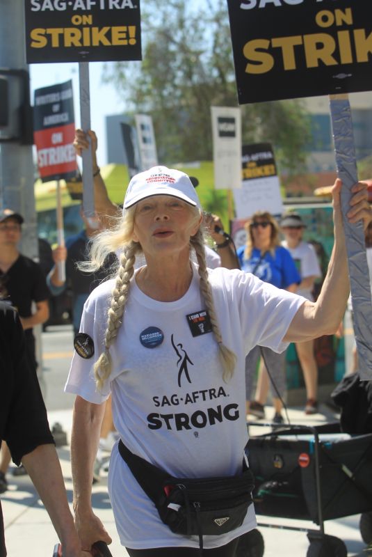FRANCIS FISHER Supports SAG Strike at Netflix in Hollywood 07/18/2023