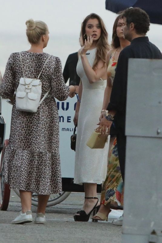 HAILEE STEINFELD Arrives at Miu Miu Summer Club Beach Party in Malibu 07/26/2023