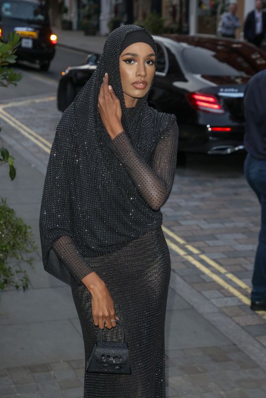 IKRAM ABDI-OMAR Arrives at British Vogue x Self-portrait Summer Party in London 07/13/2023