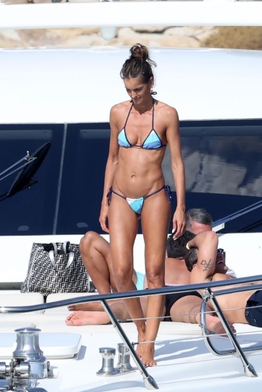 IZABEL GOULART in Bikini and Kevin Trapp at a Boat in Mykonos 07/14/2023