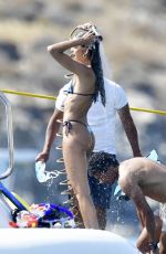 IZABEL GOULART in Bikini and Kevin Trapp at a Boat in Mykonos 07/14/2023