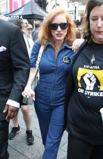 JESSICA CHASTAIN at Rock the City for a Fair Contract Rally at Times Square in New York 07/25/2023
