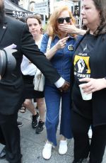 JESSICA CHASTAIN at Rock the City for a Fair Contract Rally at Times Square in New York 07/25/2023