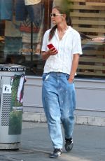 KATIE HOLMES in a Baggy Jeans Out in New York 07/24/2023