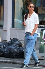 KATIE HOLMES in a Baggy Jeans Out in New York 07/24/2023