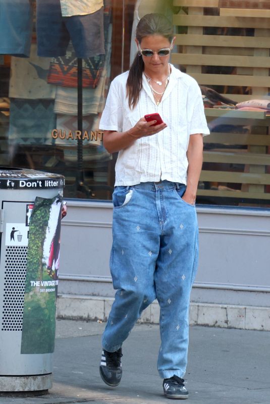 KATIE HOLMES in a Baggy Jeans Out in New York 07/24/2023