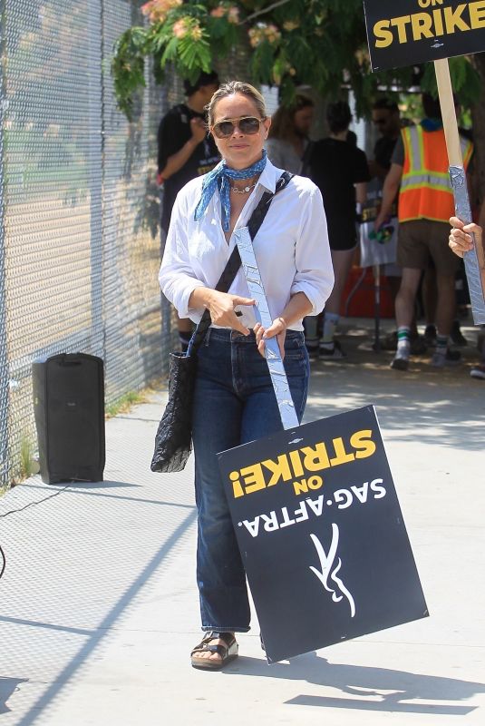 MARIA BELLO at SAG AFTRA Strike at Paramount in Los Angeles 07/17/2023