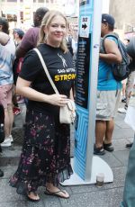 MELISSA JOAN HART at Rock the City for a Fair Contract Rally at Times Square in New York 07/25/2023