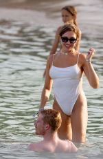 MICHELE LACROIX in Swimsuit and Kevin de Bruyne at Cala Bassa Beach Club in Ibiza 07/12/2023