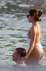 MICHELE LACROIX in Swimsuit and Kevin de Bruyne at Cala Bassa Beach Club in Ibiza 07/12/2023