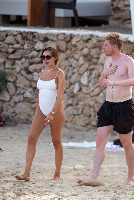 MICHELE LACROIX in Swimsuit and Kevin de Bruyne at Cala Bassa Beach Club in Ibiza 07/12/2023