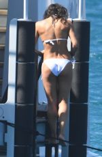 MICHELLE RODRIGUEZ in a White Bikini at a Boat in Italy 07/25/2023