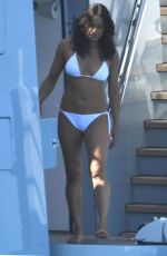 MICHELLE RODRIGUEZ in a White Bikini at a Boat in Italy 07/25/2023