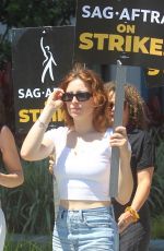 MINA SUNDWALL at SAG Strike at Netflix in Hollywood 07/25/2023