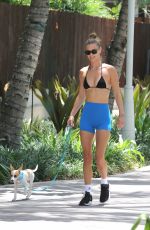 NINA AGDAL Out with Her Dog in Miami 07/22/2023