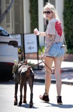 PARIS JACKSON in Denim Shorts Out with Her Dog in Los Angeles 07/13/2023