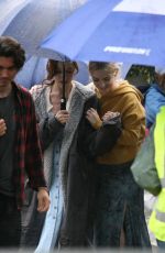 PHOEBE DYNEVOR, MCKENNA GRACE and MADELEINE BREWER on the Set of Anniversary in Dublin 07/27/2023